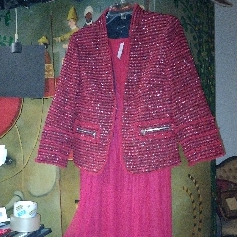 Ann Taylor Red Textured Blazer